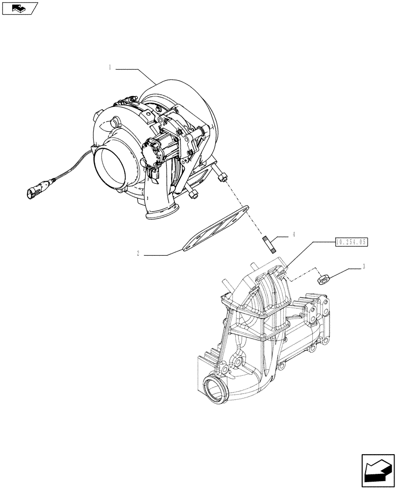 Схема запчастей Case F2CFE614A A013 - (10.250.02) - TURBOCHARGER & RELATED PARTS (504387721) (01) - ENGINE