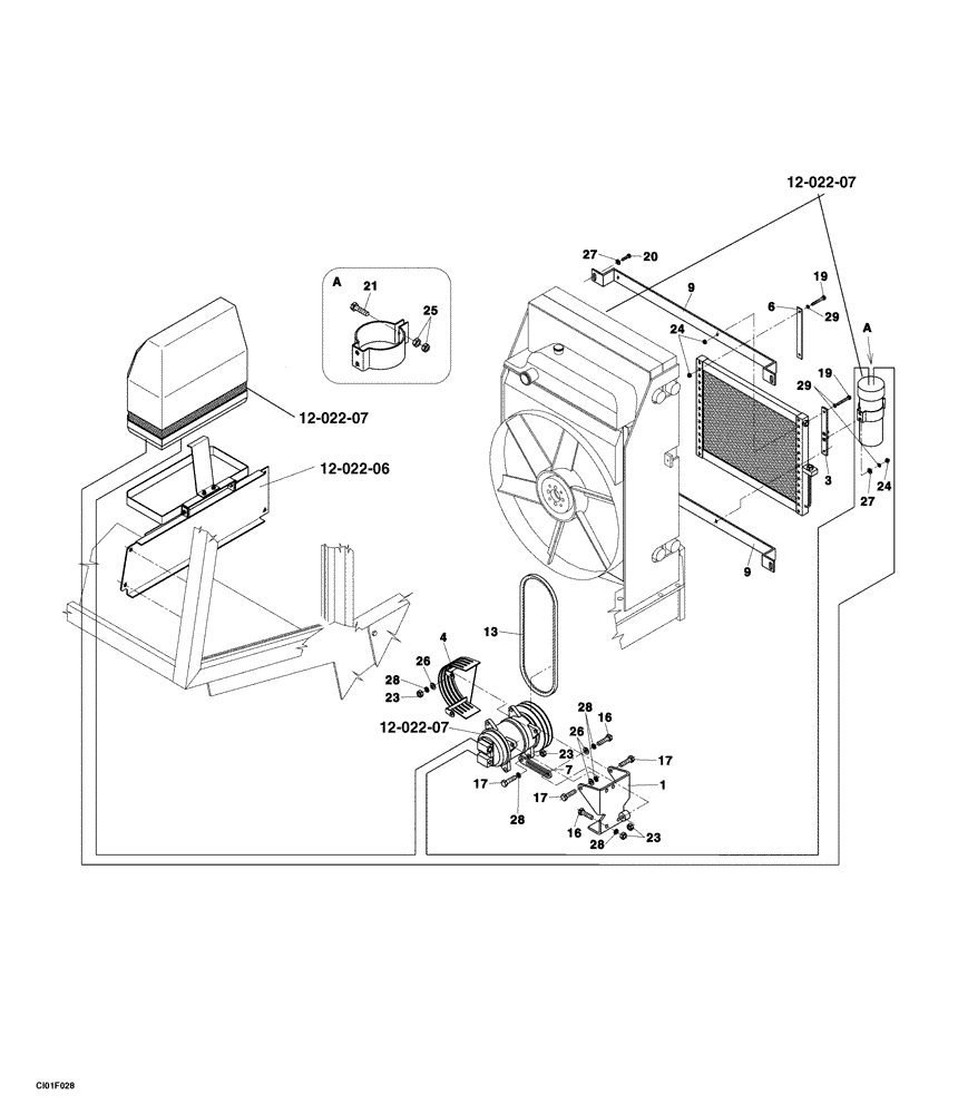 Схема запчастей Case SV210 - (12-022-05[01]) - AIR CONDITIONING (09) - CHASSIS