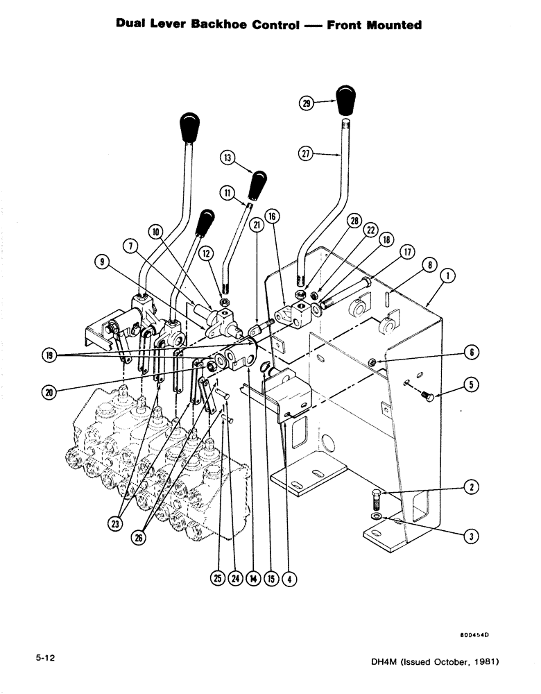 Схема запчастей Case DH4B - (5-12) - DUAL LEVER BACKHOE CONTROL - FRONT MOUNTED (84) - BOOMS, DIPPERS & BUCKETS