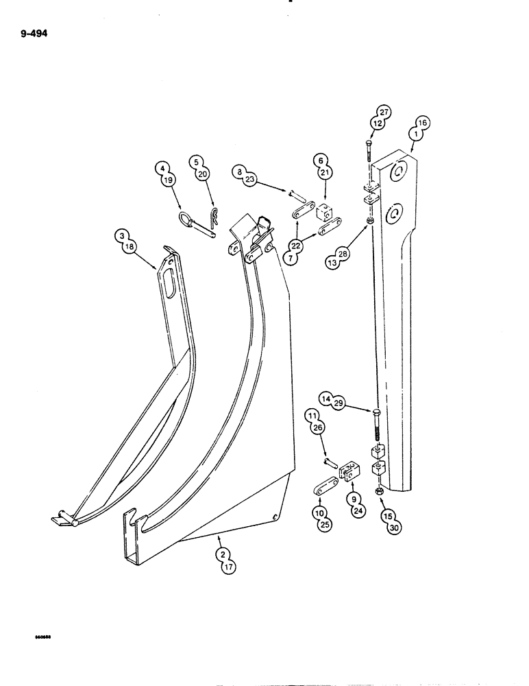 Схема запчастей Case DH4B - (9-494) - ADVANCED ANGLE PLOW BLADES AND CHUTES, 2" WIDE X 1-5/8" CLEARANCE (09) - CHASSIS/ATTACHMENTS