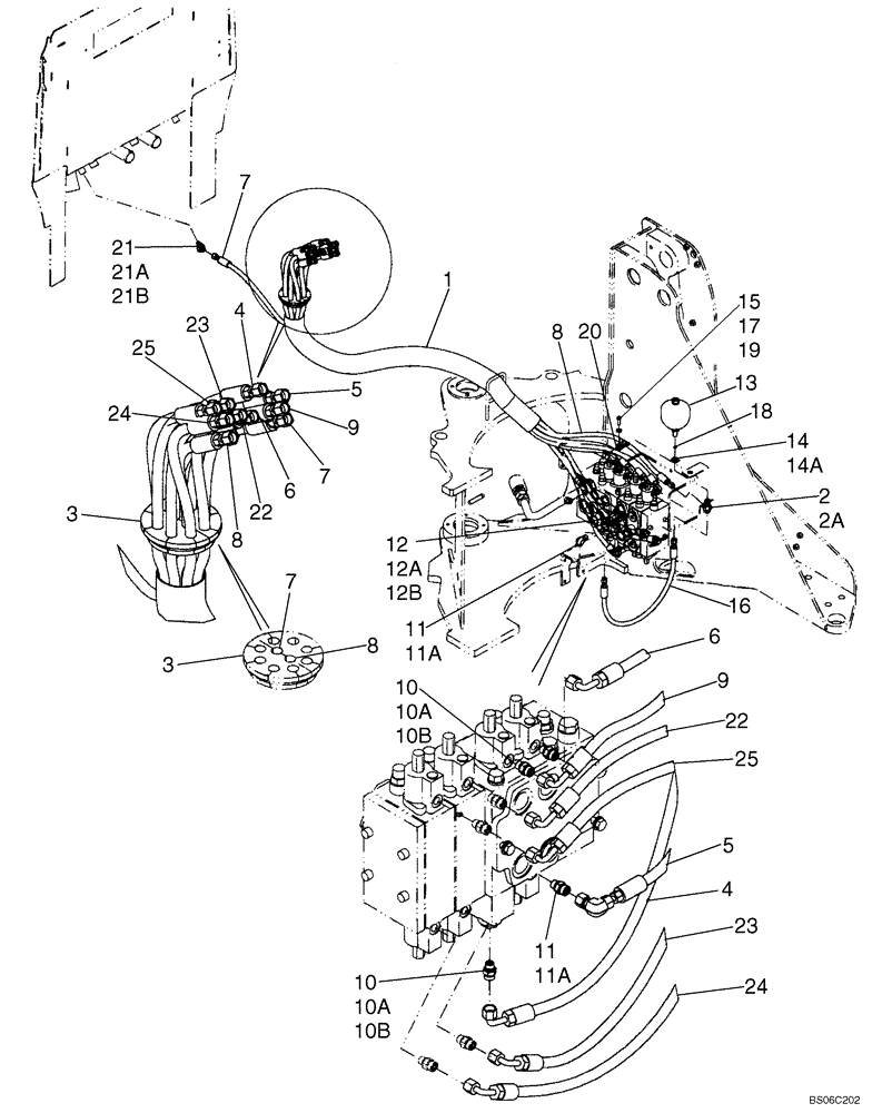 Схема запчастей Case 721E - (08-21) - HYDRAULICS - LOADER CONTROLS - PILOT CONTROL LINES (08) - HYDRAULICS