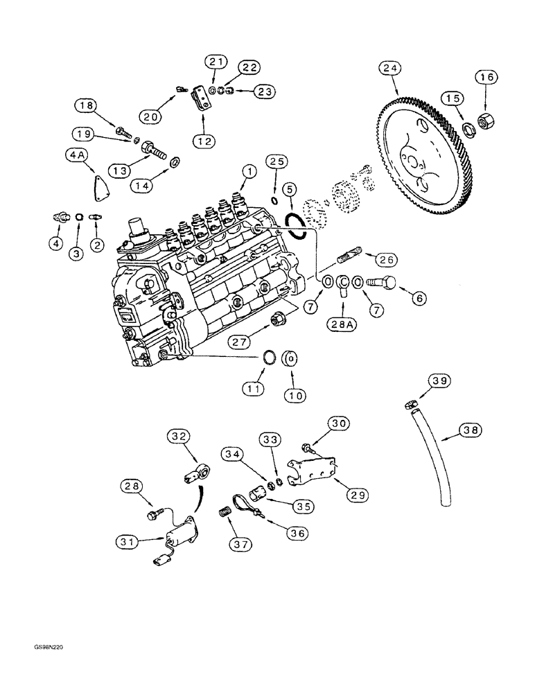 Схема запчастей Case 821B - (3-13C) - FUEL INJECTION PUMP AND DRIVE, 6T-830 EMISSIONS CERTIFIED ENG., TRACTOR P.I.N. JEE0050601 & AFTER (03) - FUEL SYSTEM