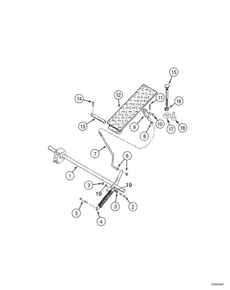 Схема запчастей Case 550H-IND - (03-04) - CONTROLS, THROTTLE - PEDAL, ACCELERATOR, MODELS WITHOUT DECELERATOR (03) - FUEL SYSTEM