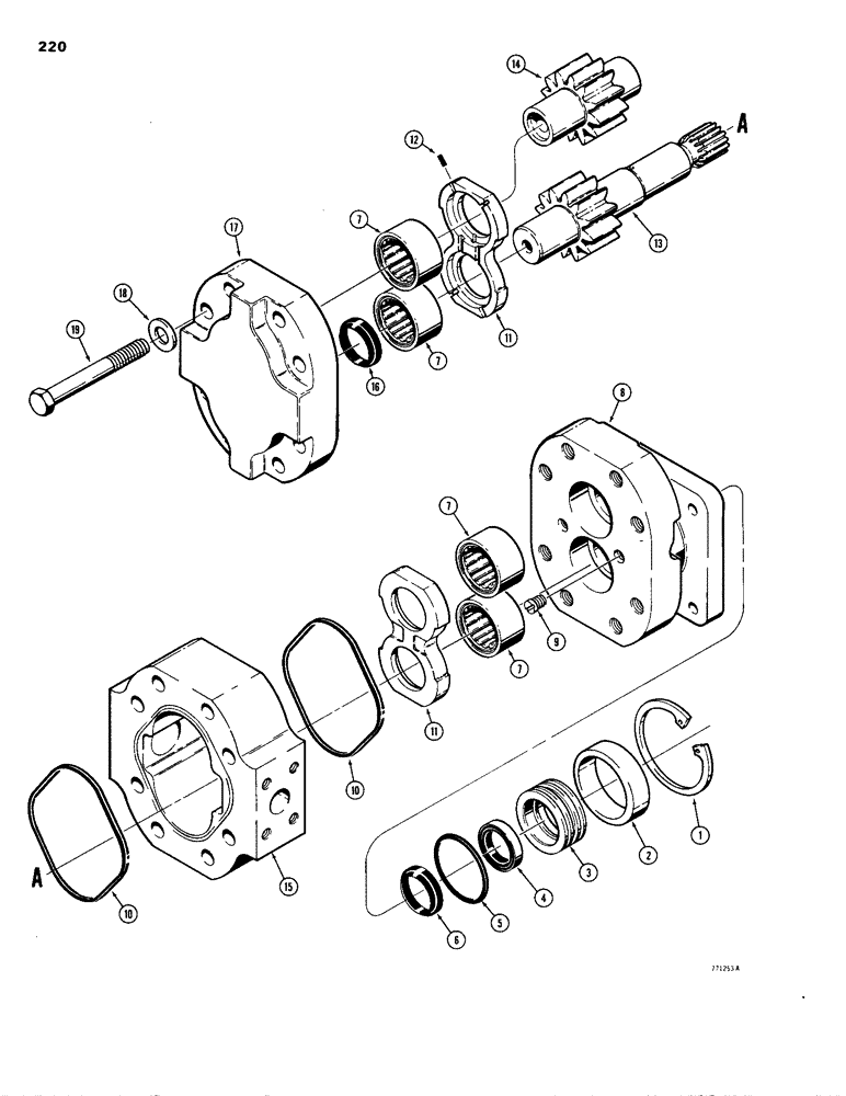 Схема запчастей Case 1150B - (220) - R38214 HYDRAULIC PUMP, LOADER MODELS (07) - HYDRAULIC SYSTEM