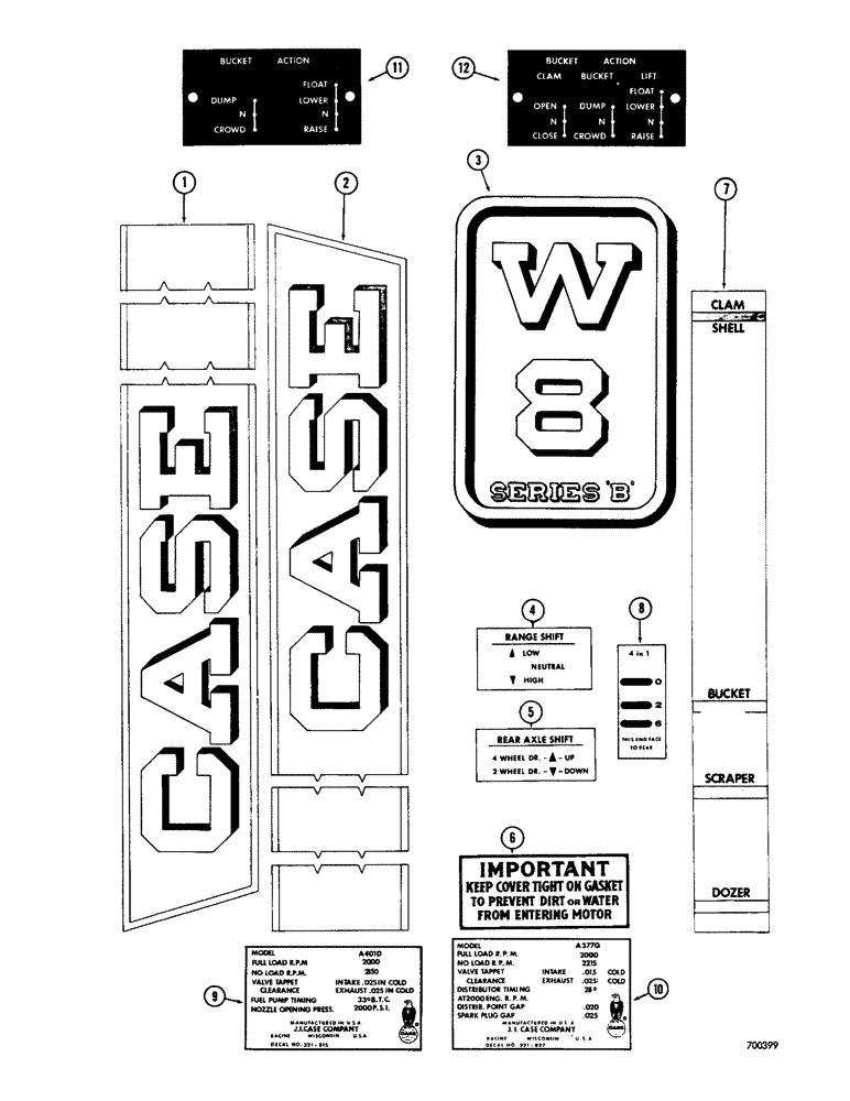 Схема запчастей Case W8B - (224) - DECALS (05) - UPPERSTRUCTURE CHASSIS