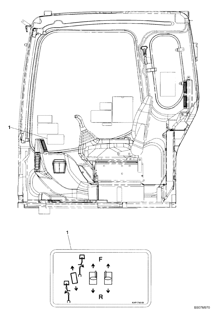 Схема запчастей Case CX75SR - (09-38) - DECALS - FOOT CONTROL - CAB (09) - CHASSIS/ATTACHMENTS