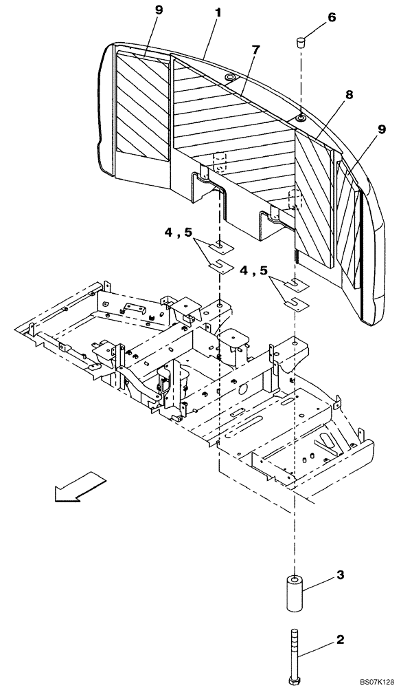 Схема запчастей Case CX130B - (09-04) - COUNTERWEIGHT - SOUNDPROOFING (09) - CHASSIS/ATTACHMENTS