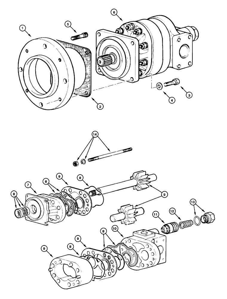 Схема запчастей Case 845 - (08.02[00]) - MAIN HYDRAULIC PUMP (08) - HYDRAULICS