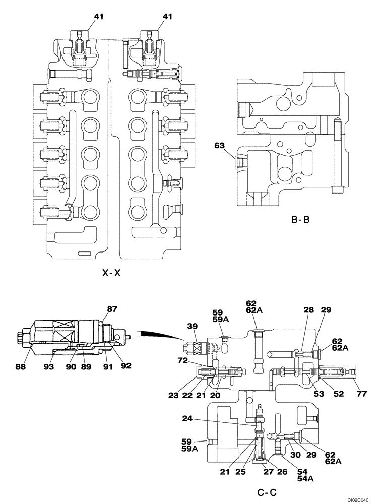 Схема запчастей Case CX460 - (08-79) - KTJ2184 VALVE ASSY, CONTROL ( - DAC0746101) (08) - HYDRAULICS