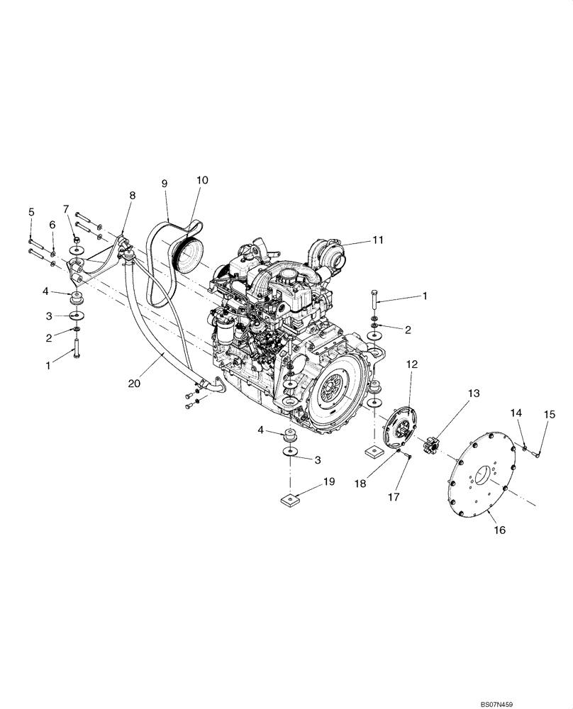 Схема запчастей Case 440 - (02-07) - ENGINE - MOUNTING (EUROPE) (02) - ENGINE