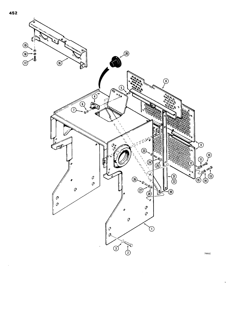 Схема запчастей Case 1150B - (452) - DOZER RADIATOR SHROUD AND GRILLE (05) - UPPERSTRUCTURE CHASSIS