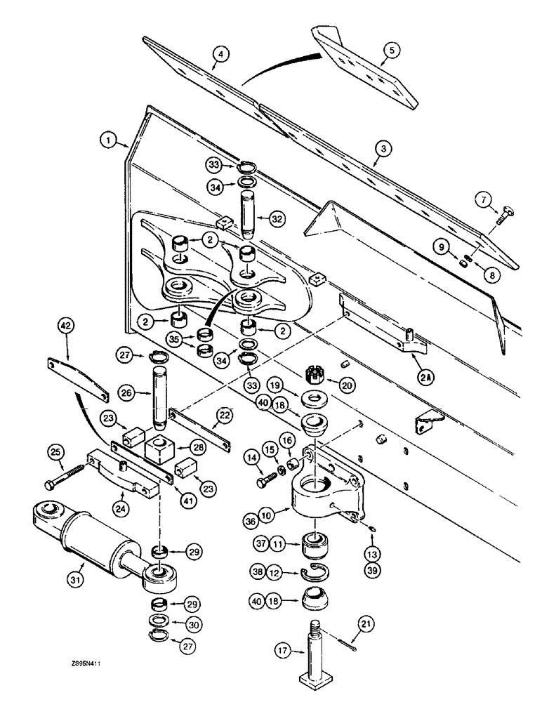 Схема запчастей Case 1155E - (9-026) - 74 INCH GAUGE LONG TRACK ANGLE TILT DOZER MODELS, BLADE AND TILT CYLINDER MOUNTING (09) - CHASSIS/ATTACHMENTS