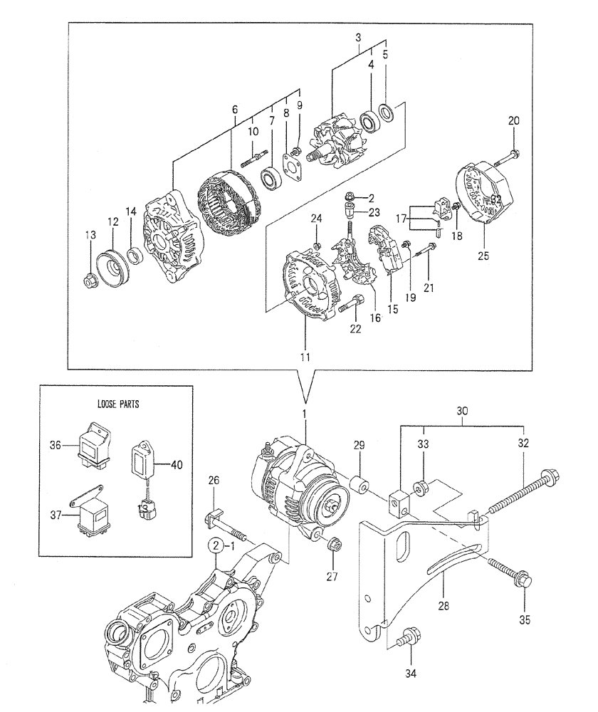 Схема запчастей Case CX36B - (08-016) - GENERATOR ENGINE COMPONENTS