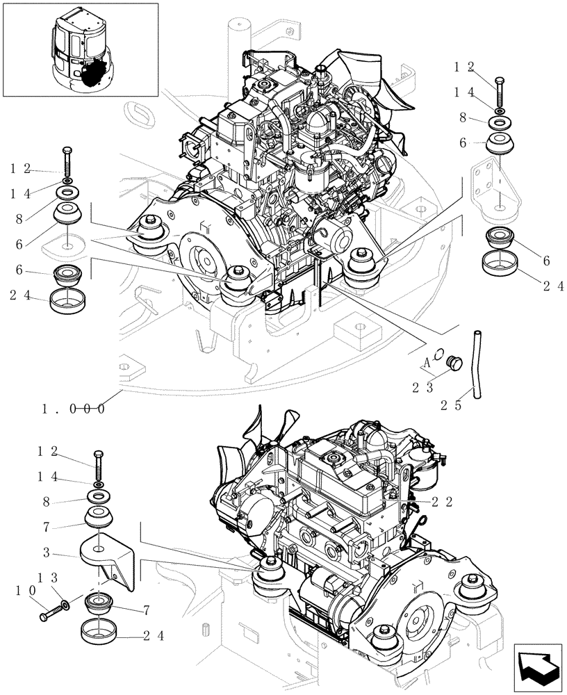 Схема запчастей Case CX31B - (5.0604[05]) - ENGINE INSTALLATIONS (HEATER&COOLER, CAB) - 747939020 (10) - ENGINE