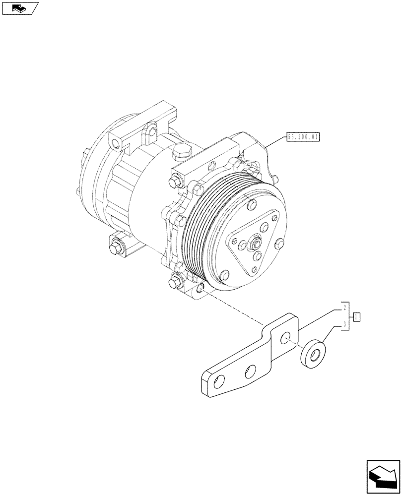 Схема запчастей Case F4HFE613T A005 - (55.301.02) - ALTERNATOR SUPPORT (504377112) (55) - ELECTRICAL SYSTEMS