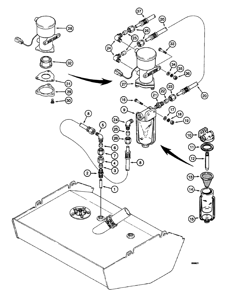 Схема запчастей Case W14 - (076) - FUEL LINES AND PUMP, USED ON PIN 9158554 AND AFTER (03) - FUEL SYSTEM