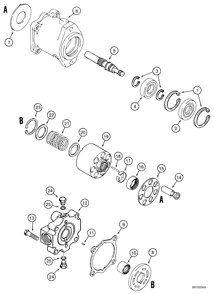 Схема запчастей Case 95XT - (08-35B) - TRENCHER - MOTOR, DRIVE (NORTH AMERICA) (08) - HYDRAULICS