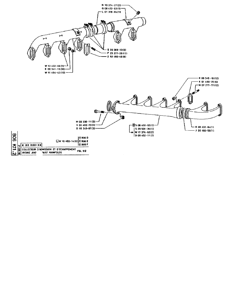 Схема запчастей Case 90BCL - (141) - INTAKE AND EXHAUST MANIFOLDS F6L 912 (01) - ENGINE