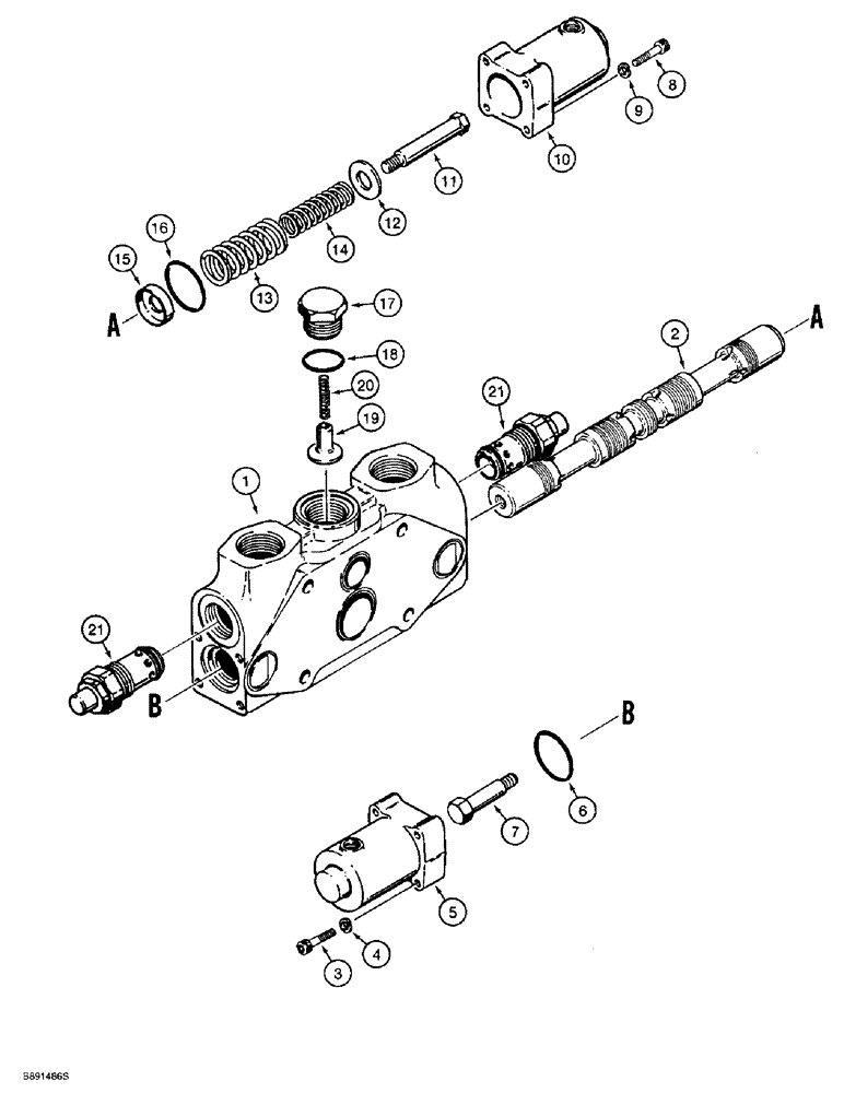 Схема запчастей Case 821B - (8-32) - LOADER AUXILIARY SECTION - S300871 (08) - HYDRAULICS