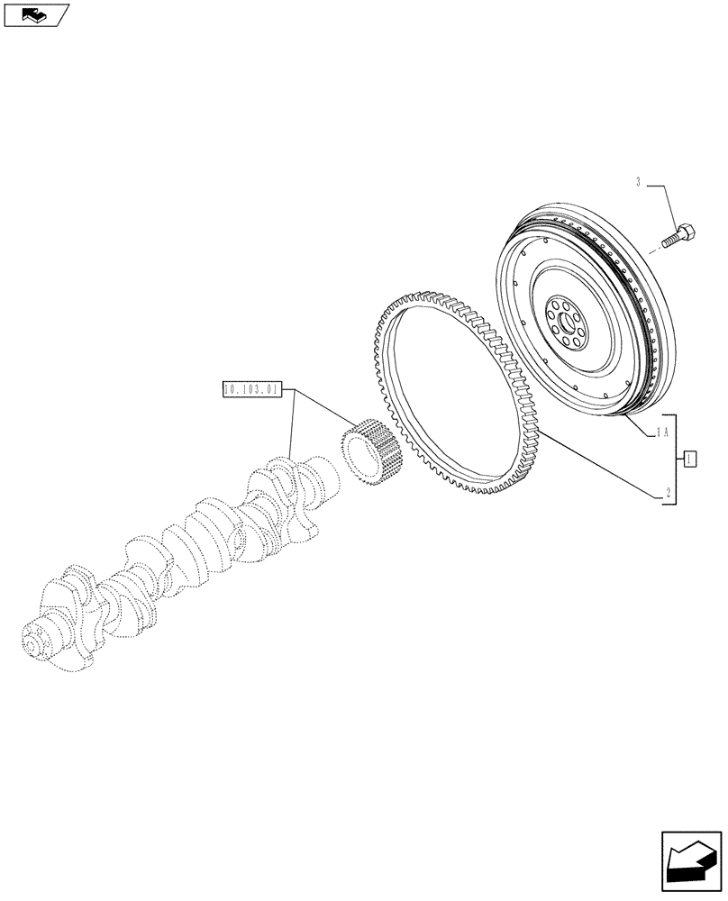 Схема запчастей Case F2CFE614E A004 - (10.103.02) - FLYWHEEL (504354516) (10) - ENGINE