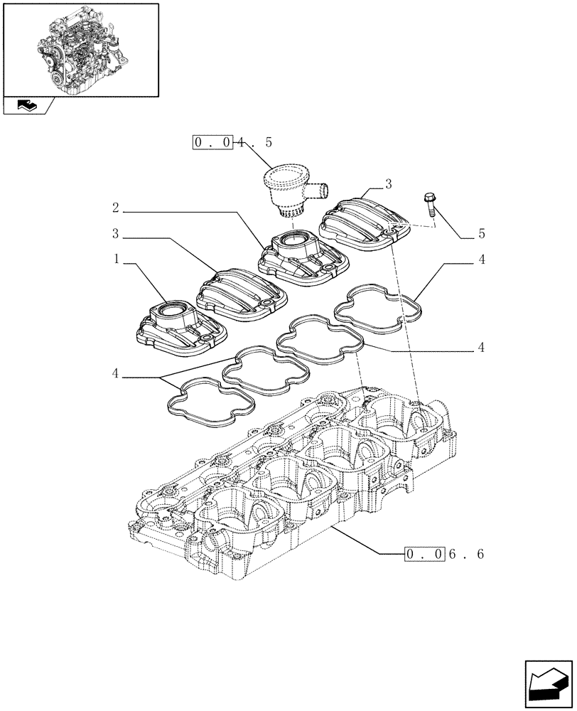 Схема запчастей Case F5CE5454B A002 - (0.06.3) - CYLINDER HEAD COVERS (504191694) 