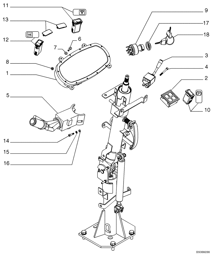 Схема запчастей Case 621E - (04-15) - ELECTRICAL - STEERING COLUMN / INSTRUMENT CLUSTER (04) - ELECTRICAL SYSTEMS