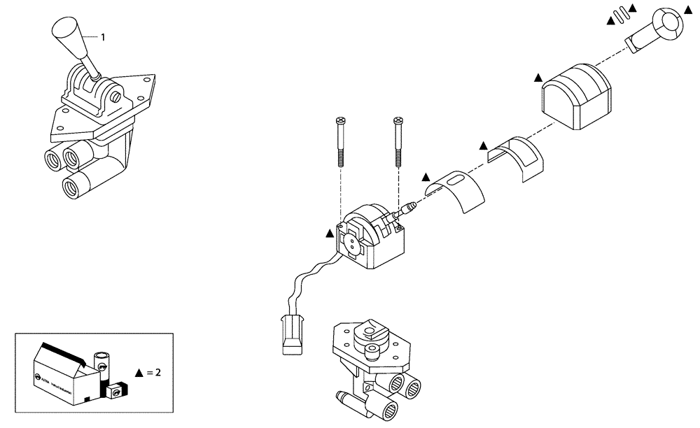 Схема запчастей Case 327B - (47C00000024[001]) - MANUAL DISTRIBUTOR, PARKING BRAKE (89500303739) (09) - Implement / Hydraulics / Frame / Brakes