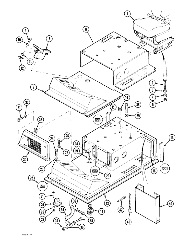 Схема запчастей Case 170C - (9-024) - SEAT MOUNTING AND FLOOR PLATE (09) - CHASSIS