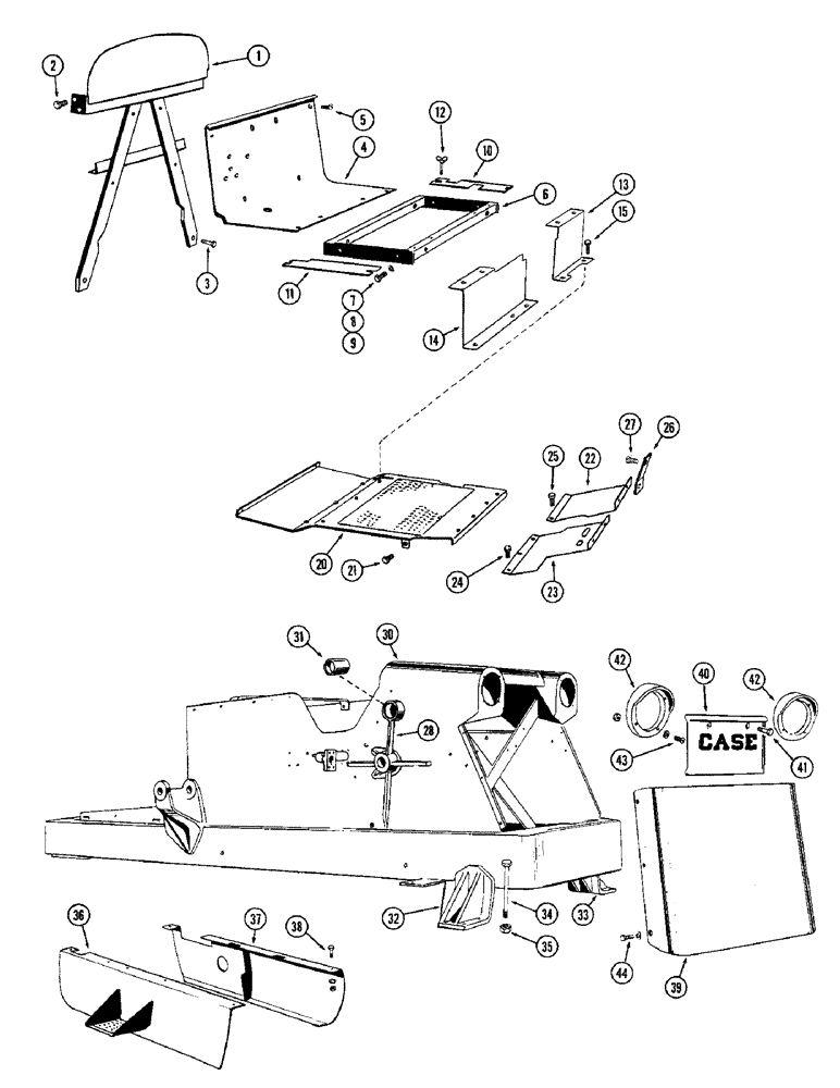 Схема запчастей Case W10 - (142) - OPERATORS COMPARTMENT (09) - CHASSIS