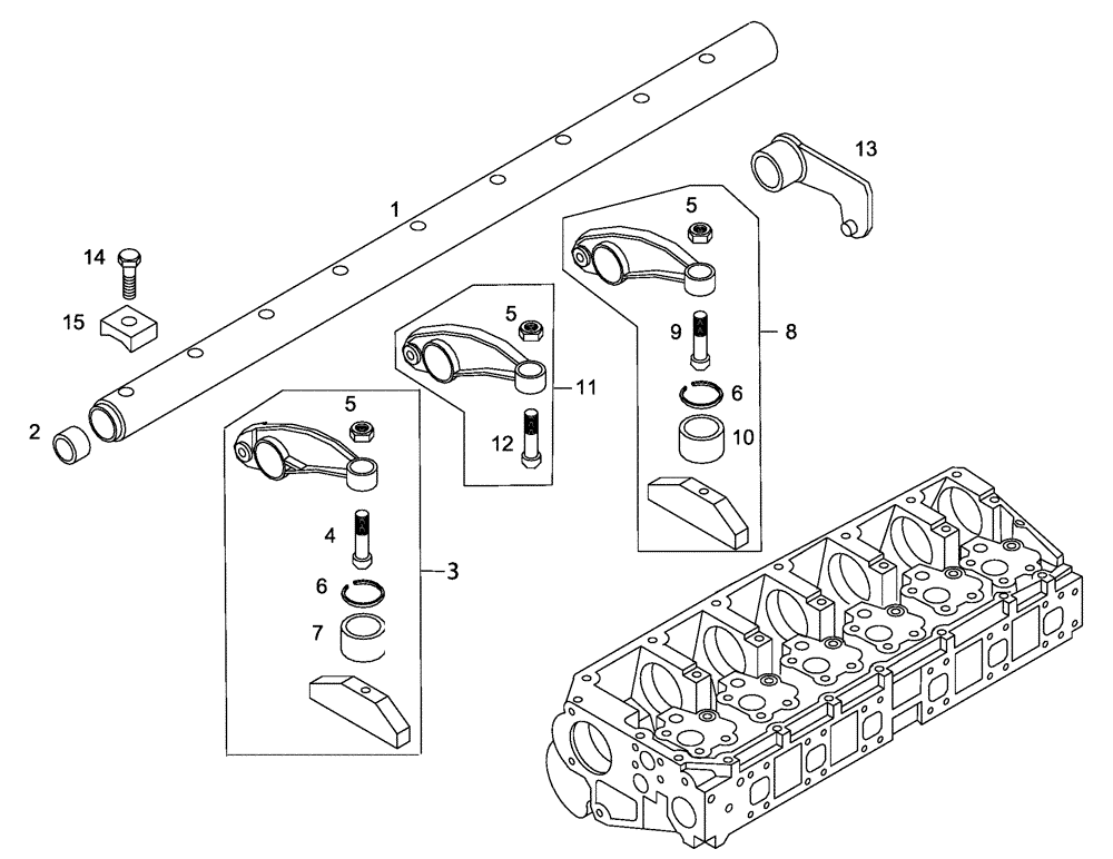 Схема запчастей Case 335B - (01A06010155[001]) - ROCKER ARM, CYLINDER HEAD (87363372) (01) - ENGINE