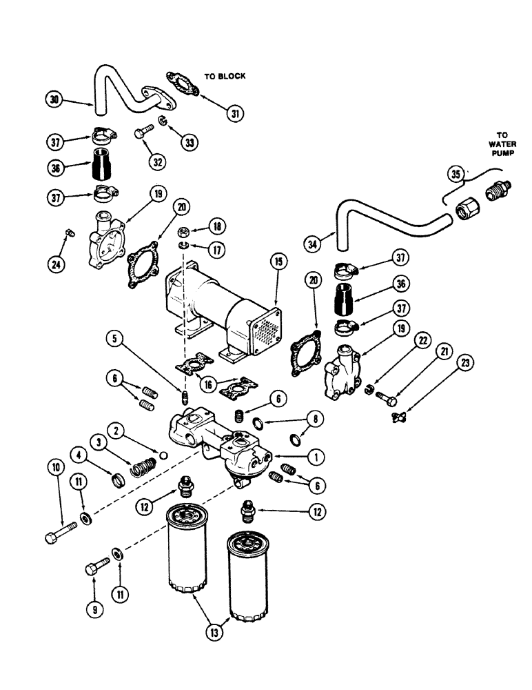 Схема запчастей Case 50 - (2-32) - OIL FILTER AND HEAT EXCHANGER, 504BDT ENGINE (02) - ENGINE