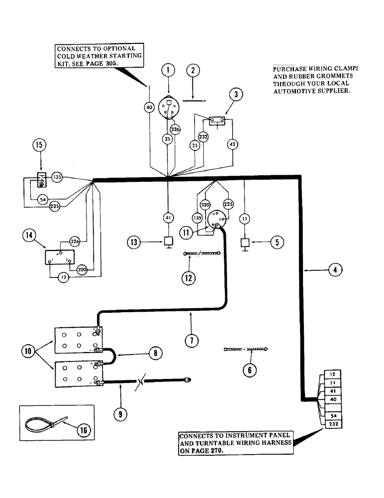 Схема запчастей Case 40 - (276) - ENGINE WIRING HARNESS FOR: CASE 504BDT DIESEL ENGINE, (USED ON UNITS WITH PIN 6270716 THRU 6270854) (55) - ELECTRICAL SYSTEMS