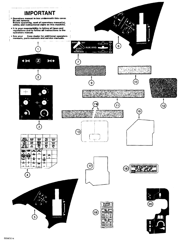 Схема запчастей Case 580SL - (9-154) - DECALS (09) - CHASSIS/ATTACHMENTS