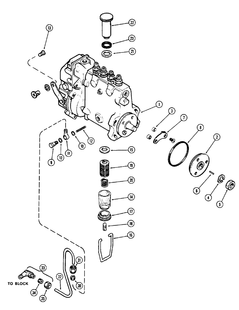 Схема запчастей Case 880 - (052) - FUEL INJECTION PUMP, WITH LUBE TUBE ON INSIDE OF PUMP (01) - ENGINE