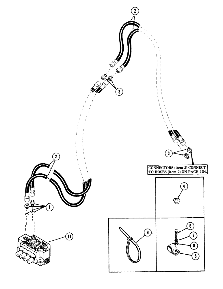 Схема запчастей Case 40 - (168) - AUXLILIARY HOSES, (USED ON UNITS WITH "E" BOOM) (35) - HYDRAULIC SYSTEMS