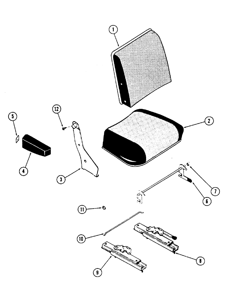 Схема запчастей Case 50 - (074) - OPERATORS SEAT ASSEMBLY, (USED ON UNITS W/ SN. 6280259 & AFTER) (SN. 6279926 & AFTER) (90) - PLATFORM, CAB, BODYWORK AND DECALS