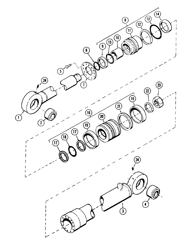 Схема запчастей Case 40 - (194) - CROWD CYLINDER, (6.50" ID X 47.5" STROKE), (USED WITH "Y" BOOM) (35) - HYDRAULIC SYSTEMS