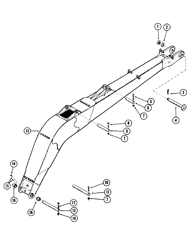 Схема запчастей Case 50 - (9-278) - MAIN "E" BOOM AND PINS (09) - CHASSIS