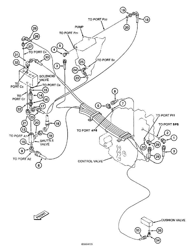 Схема запчастей Case 9060B - (8-032) - CONTROL SIGNAL LINES, PUMP REGULATOR LINES (08) - HYDRAULICS