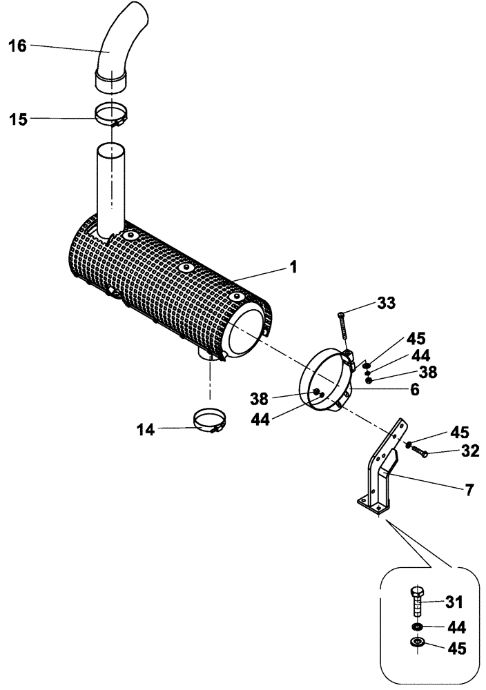 Схема запчастей Case SV208 - (02-005-00[02]) - EXHAUST - ENGINE (02) - ENGINE