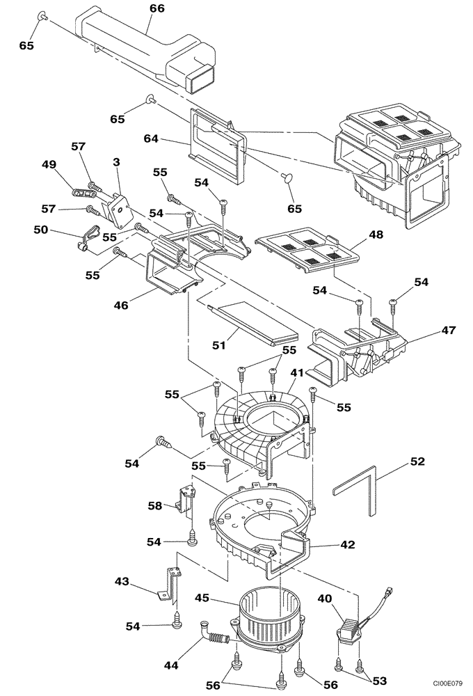 Схема запчастей Case CX460 - (09-22) - AIR CONDITIONING - EVAPORATOR (09) - CHASSIS/ATTACHMENTS