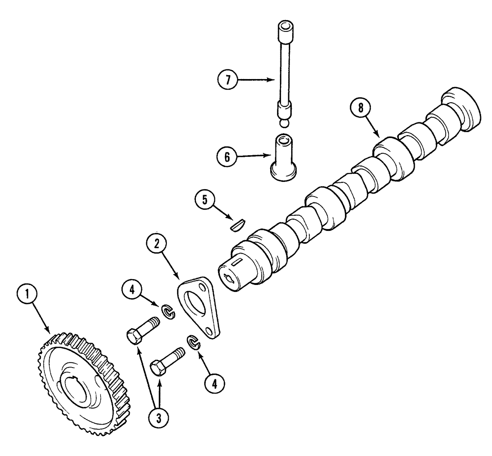 Схема запчастей Case 380B - (2-34) - CAMSHAFT (02) - ENGINE