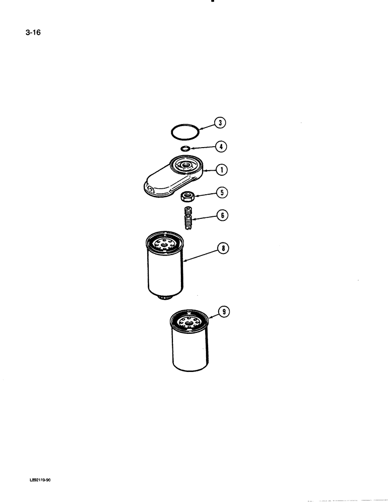 Схема запчастей Case 455C - (3-16) - FUEL FILTER, 4-390 ENGINE, 4T-390 ENGINE (03) - FUEL SYSTEM