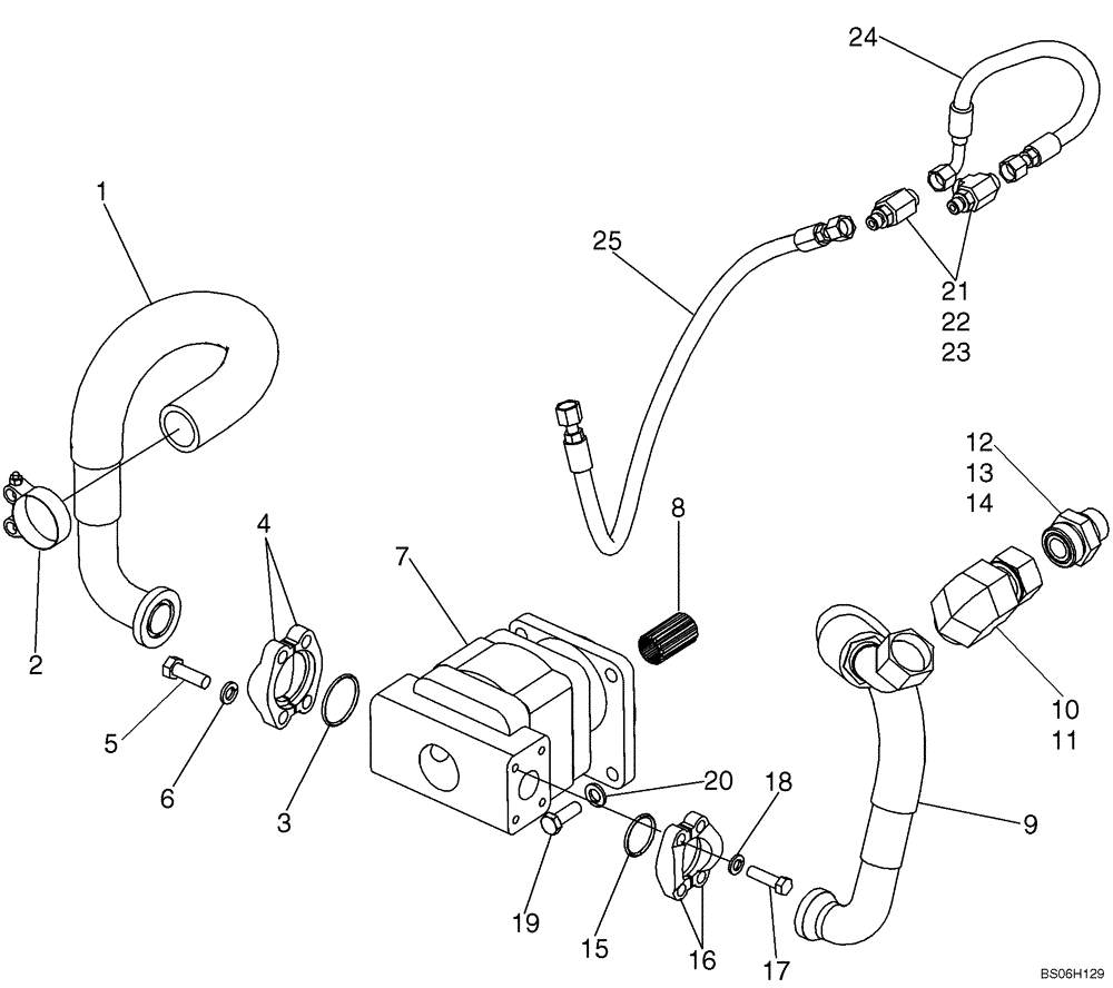 Схема запчастей Case 1150K - (08-02) - HYDRAULICS, EQUIPMENT (WITHOUT PTO) - RESERVOIR TO PUMP AND CONTROL VALVE (08) - HYDRAULICS