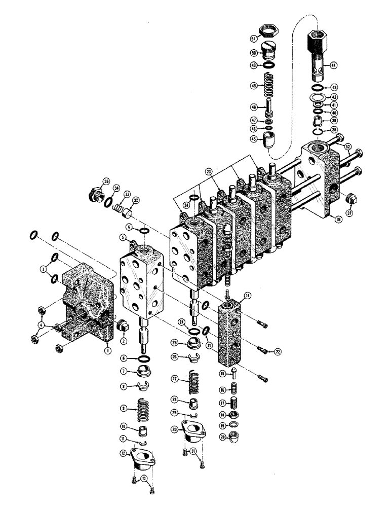 Схема запчастей Case 520 - (176) - D23812 BACKHOE HYDRAULIC CONTROL VALVE (07) - HYDRAULIC SYSTEM