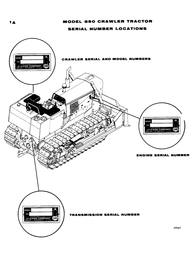 Схема запчастей Case 850 - (001A) - SERIAL NUMBER LOCATIONS (00) - GENERAL