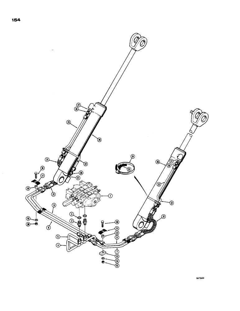 Схема запчастей Case 850 - (154) - LOADER LIFT HYDRAULICS (07) - HYDRAULIC SYSTEM