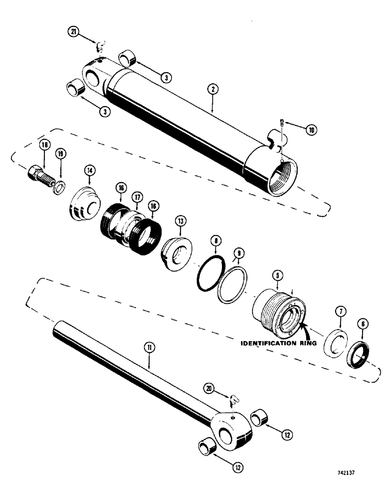 Схема запчастей Case 350 - (230) - G33794 AND G33795 LOADER LIFT CYLINDERS, WITHOUT GLAND CENTER BEARING (07) - HYDRAULIC SYSTEM