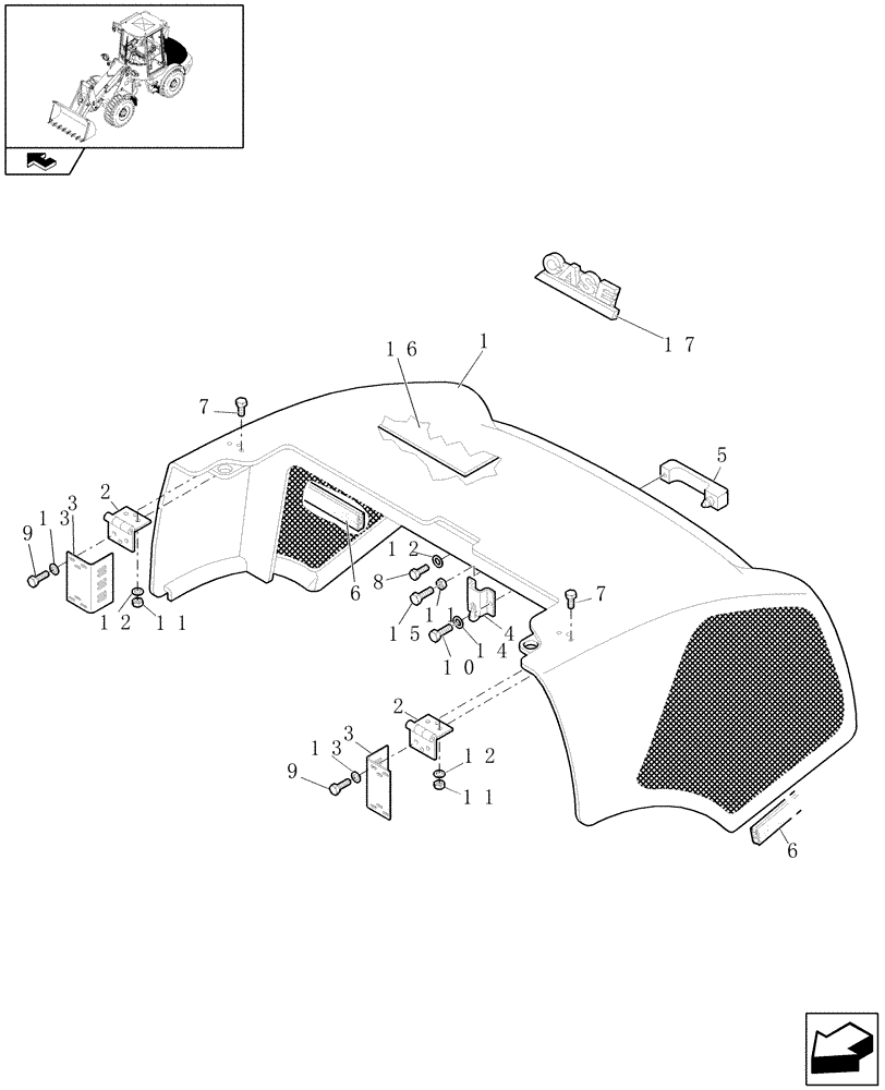 Схема запчастей Case 221E - (1.83.0[02]) - ENGINE GUARD (02) - ENGINE EQUIPMENT