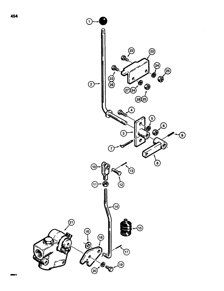 Схема запчастей Case 580D - (454) - BACKHOE BOOM LOCK CONTROL (09) - CHASSIS/ATTACHMENTS